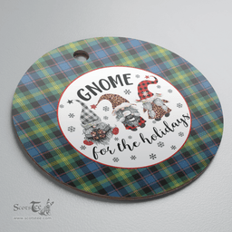 Scottish Watson Ancient Clan Tartan Ceramic Ornament - Gnome Round Style Scottish Plaid Tartan Plaid