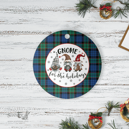 Scottish Fletcher Ancient Clan Tartan Ceramic Ornament - Gnome Round Style Scottish Plaid Tartan Plaid