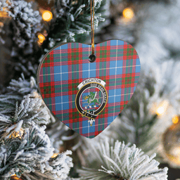 Scottish Crichton District Clan Tartan Ceramic Ornament - Crest Heart Style Scottish Plaid Tartan Plaid