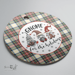 Scottish Stewart Dress Ancient Clan Tartan Ceramic Ornament - Gnome Round Style Scottish Plaid Tartan Plaid
