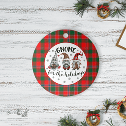 Scottish Dalziel Modern Clan Tartan Ceramic Ornament - Gnome Round Style Scottish Plaid Tartan Plaid
