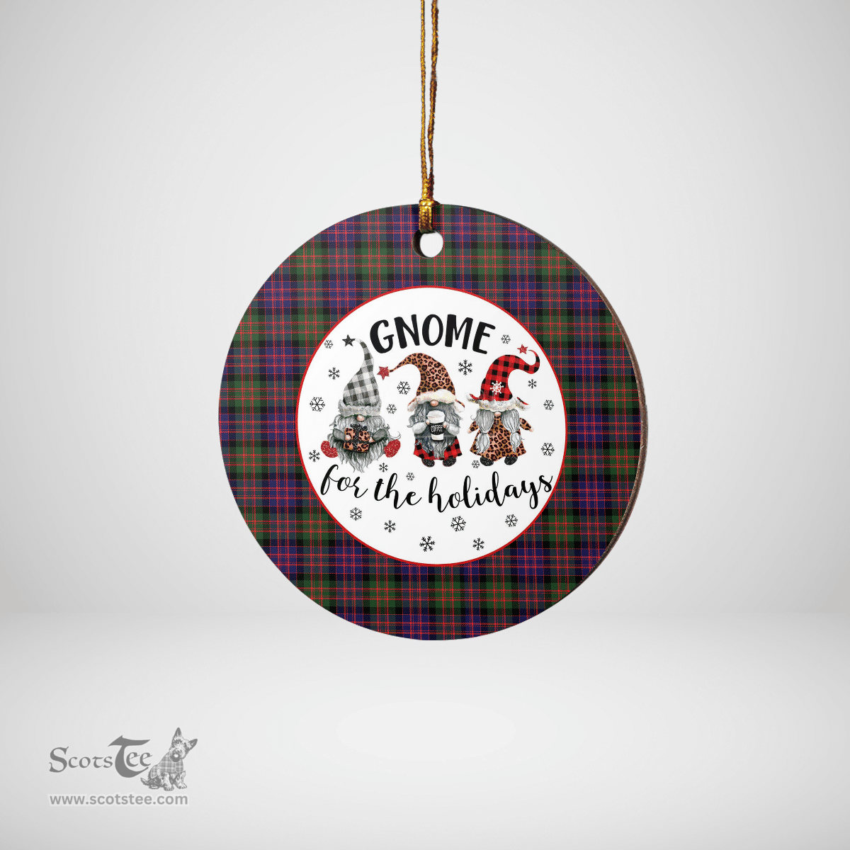 Scottish MacDonald Modern Clan Tartan Ceramic Ornament - Gnome Round Style Scottish Plaid Tartan Plaid