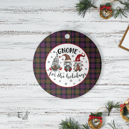 Scottish MacDonald Modern Clan Tartan Ceramic Ornament - Gnome Round Style Scottish Plaid Tartan Plaid