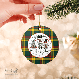 Scottish MacMillan Old Modern Clan Tartan Ceramic Ornament - Gnome Round Style Scottish Plaid Tartan Plaid