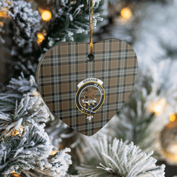 Scottish Graham of Menteith Weathered Clan Tartan Ceramic Ornament - Crest Heart Style Scottish Plaid Tartan Plaid