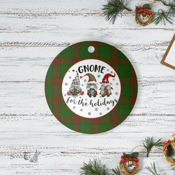 Scottish Maxwell Hunting Clan Tartan Ceramic Ornament - Gnome Round Style Scottish Plaid Tartan Plaid