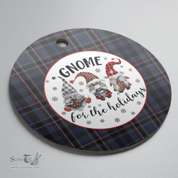 Scottish Conway Clan Tartan Ceramic Ornament - Gnome Round Style Scottish Plaid Tartan Plaid