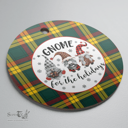Scottish MacMillan Old Modern Clan Tartan Ceramic Ornament - Gnome Round Style Scottish Plaid Tartan Plaid