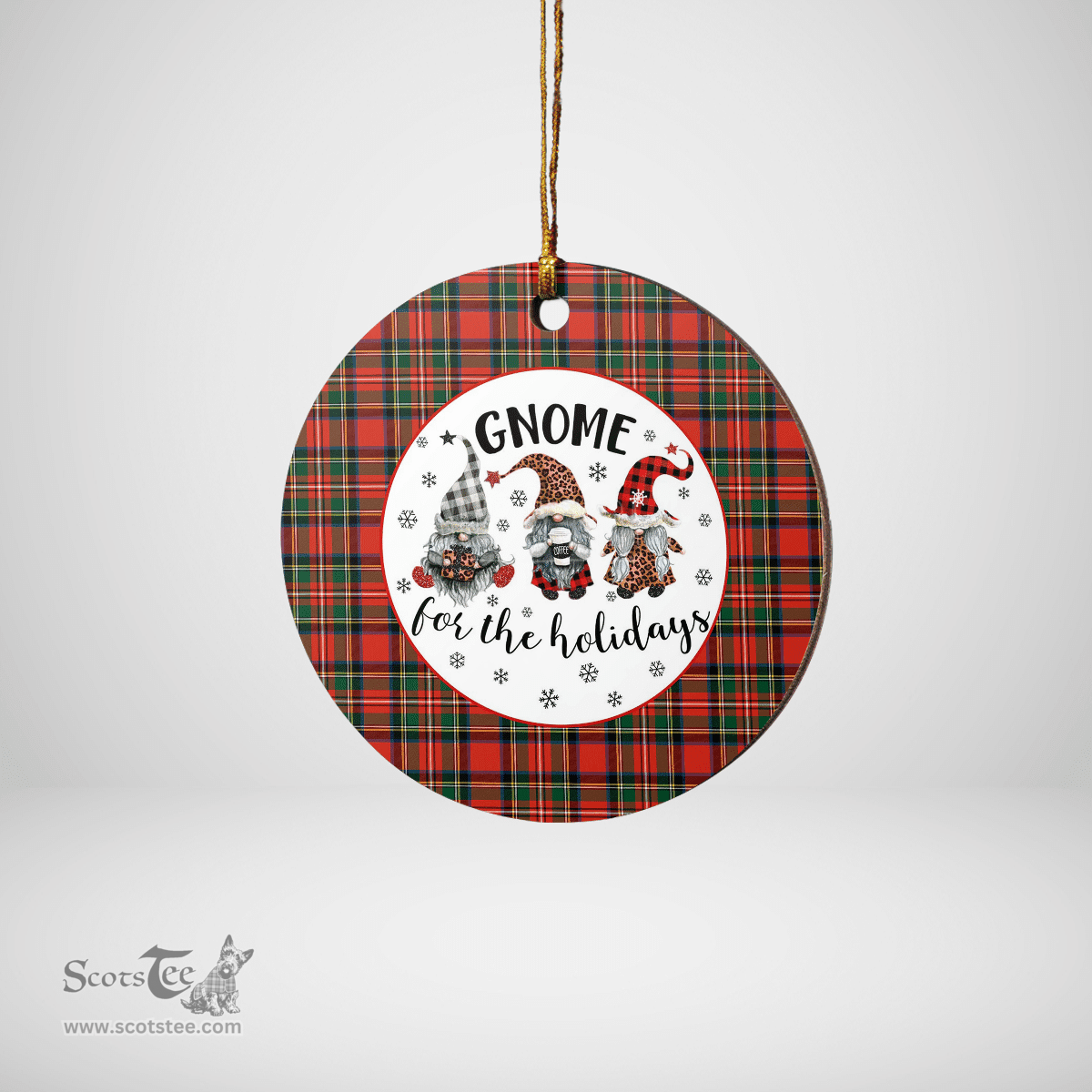 Scottish Stewart (of Appin) Clan Tartan Ceramic Ornament - Gnome Round Style Scottish Plaid Tartan Plaid