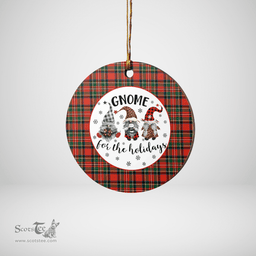Scottish Stewart (of Appin) Clan Tartan Ceramic Ornament - Gnome Round Style Scottish Plaid Tartan Plaid