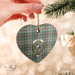 Scottish Craig Ancient Clan Tartan Ceramic Ornament - Crest Heart Style Scottish Plaid Tartan Plaid