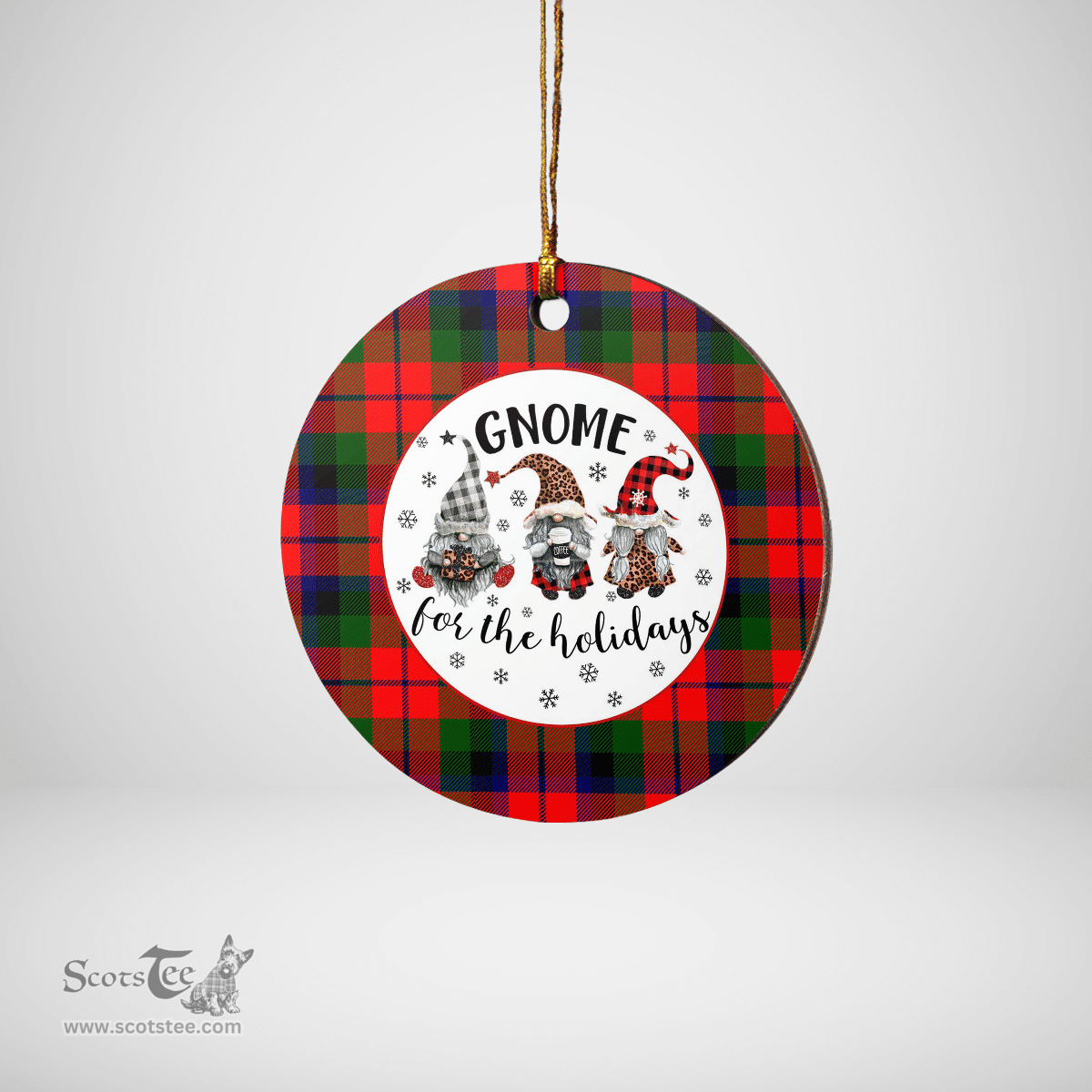 Scottish MacNaughton Modern Clan Tartan Ceramic Ornament - Gnome Round Style Scottish Plaid Tartan Plaid