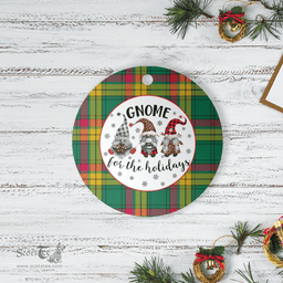 Scottish MacMillan Old Ancient Clan Tartan Ceramic Ornament - Gnome Round Style Scottish Plaid Tartan Plaid