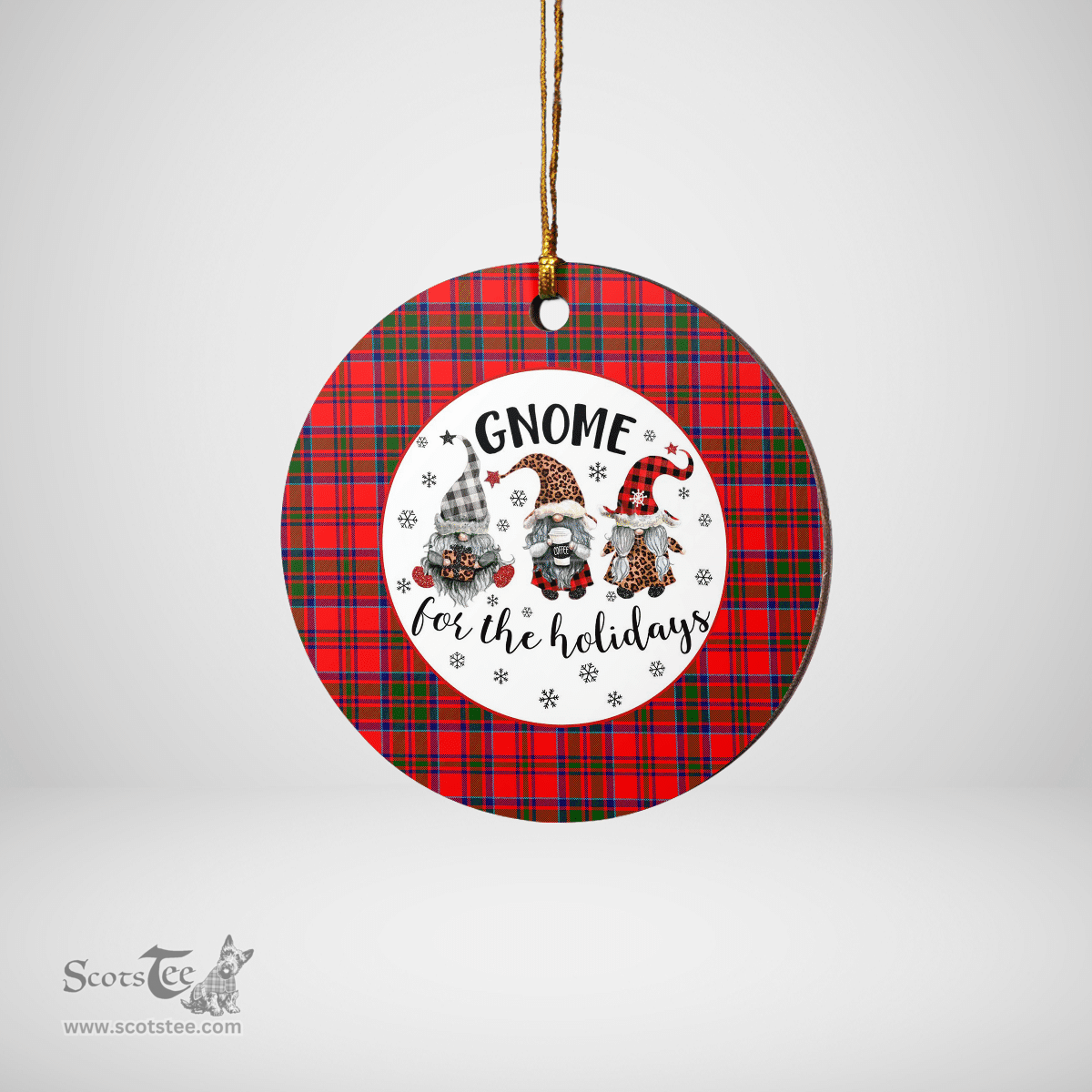 Scottish MacKillop Clan Tartan Ceramic Ornament - Gnome Round Style Scottish Plaid Tartan Plaid