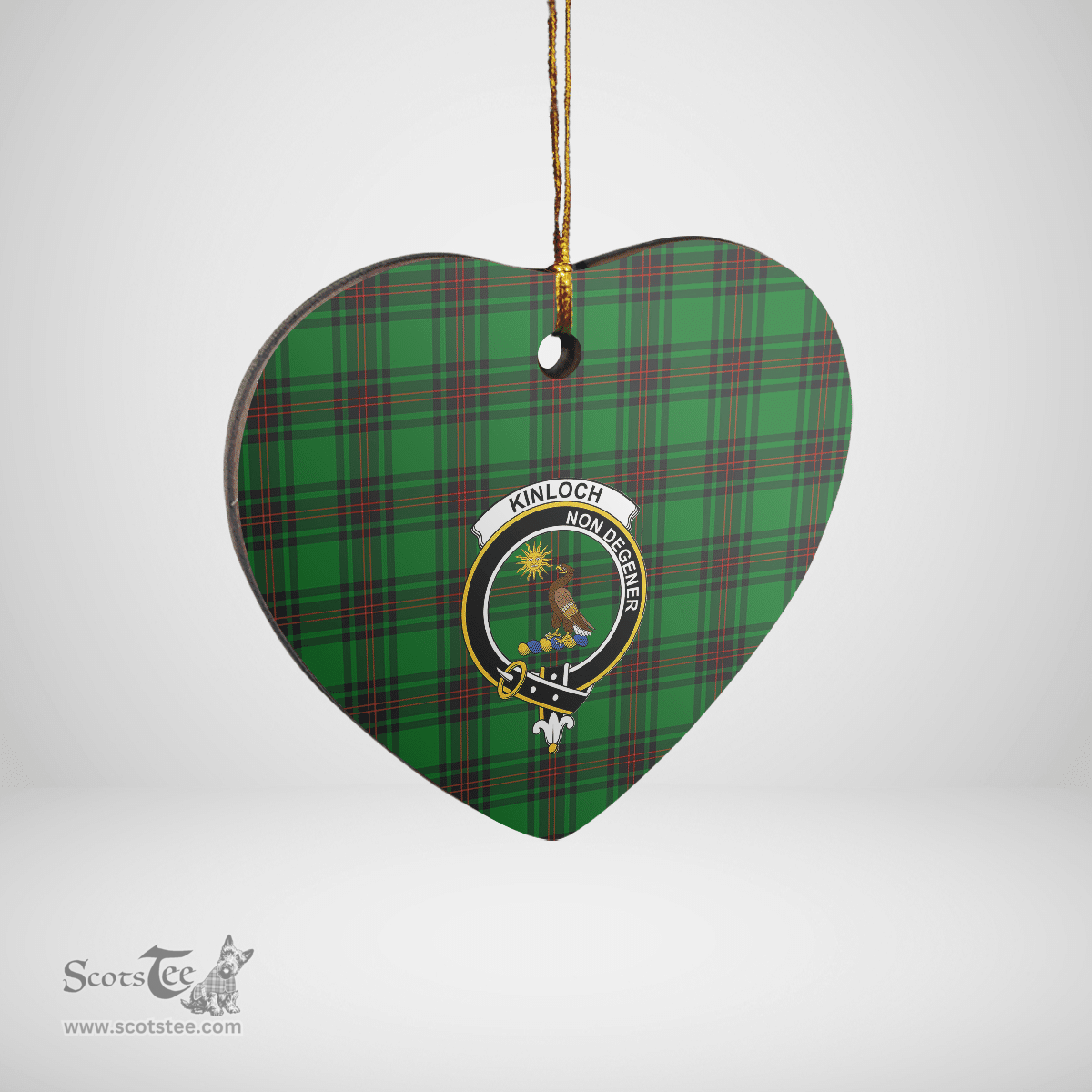 Scottish Kinloch Clan Tartan Ceramic Ornament - Crest Heart Style Scottish Plaid Tartan Plaid