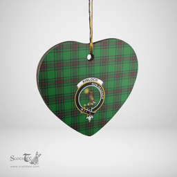 Scottish Kinloch Clan Tartan Ceramic Ornament - Crest Heart Style Scottish Plaid Tartan Plaid