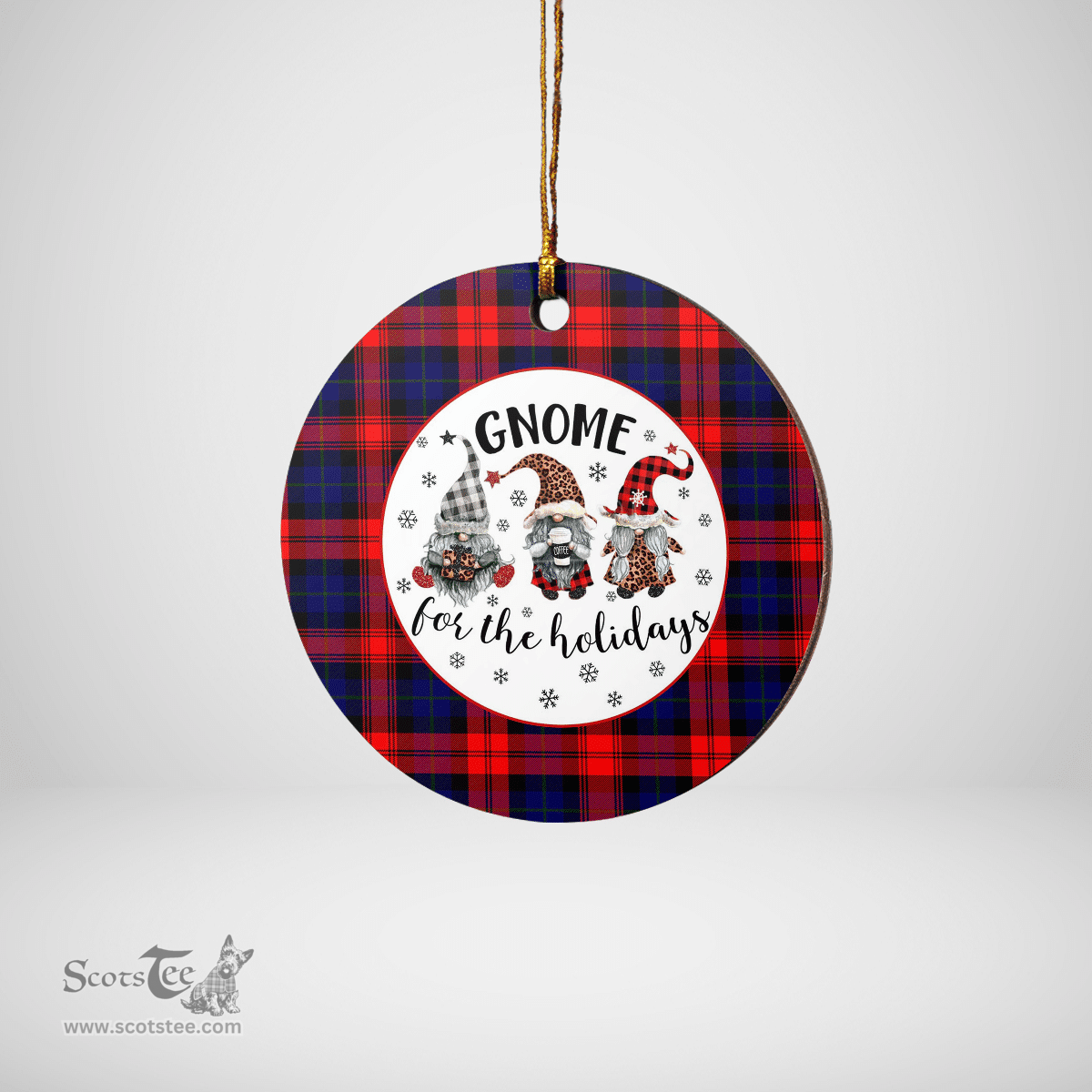 Scottish MacLachlan Modern Clan Tartan Ceramic Ornament - Gnome Round Style Scottish Plaid Tartan Plaid