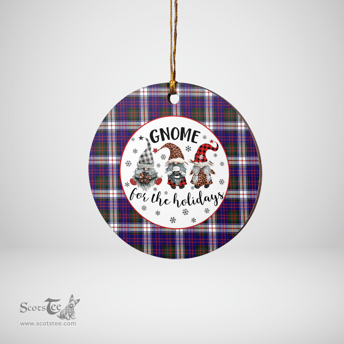 Scottish MacDonald Dress Modern Clan Tartan Ceramic Ornament - Gnome Round Style Scottish Plaid Tartan Plaid