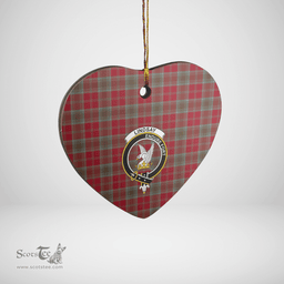 Scottish Lindsay Weathered Clan Tartan Ceramic Ornament - Crest Heart Style Scottish Plaid Tartan Plaid