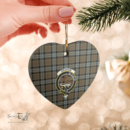 Scottish Graham of Menteith Weathered Clan Tartan Ceramic Ornament - Crest Heart Style Scottish Plaid Tartan Plaid
