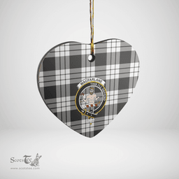 Scottish MacFarlane Black & White Ancient Clan Tartan Ceramic Ornament - Crest Heart Style Scottish Plaid Tartan Plaid