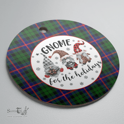 Scottish Morrison Modern Clan Tartan Ceramic Ornament - Gnome Round Style Scottish Plaid Tartan Plaid