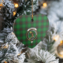 Scottish Kinloch Clan Tartan Ceramic Ornament - Crest Heart Style Scottish Plaid Tartan Plaid