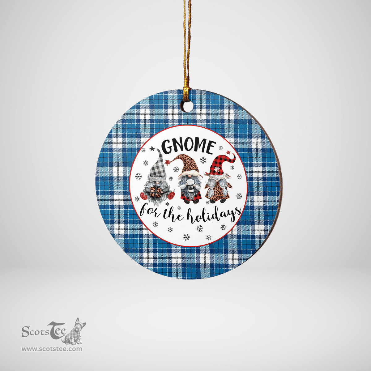 Scottish Strathclyde District Clan Tartan Ceramic Ornament - Gnome Round Style Scottish Plaid Tartan Plaid