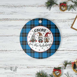 Scottish Ramsay Blue Ancient Clan Tartan Ceramic Ornament - Gnome Round Style Scottish Plaid Tartan Plaid
