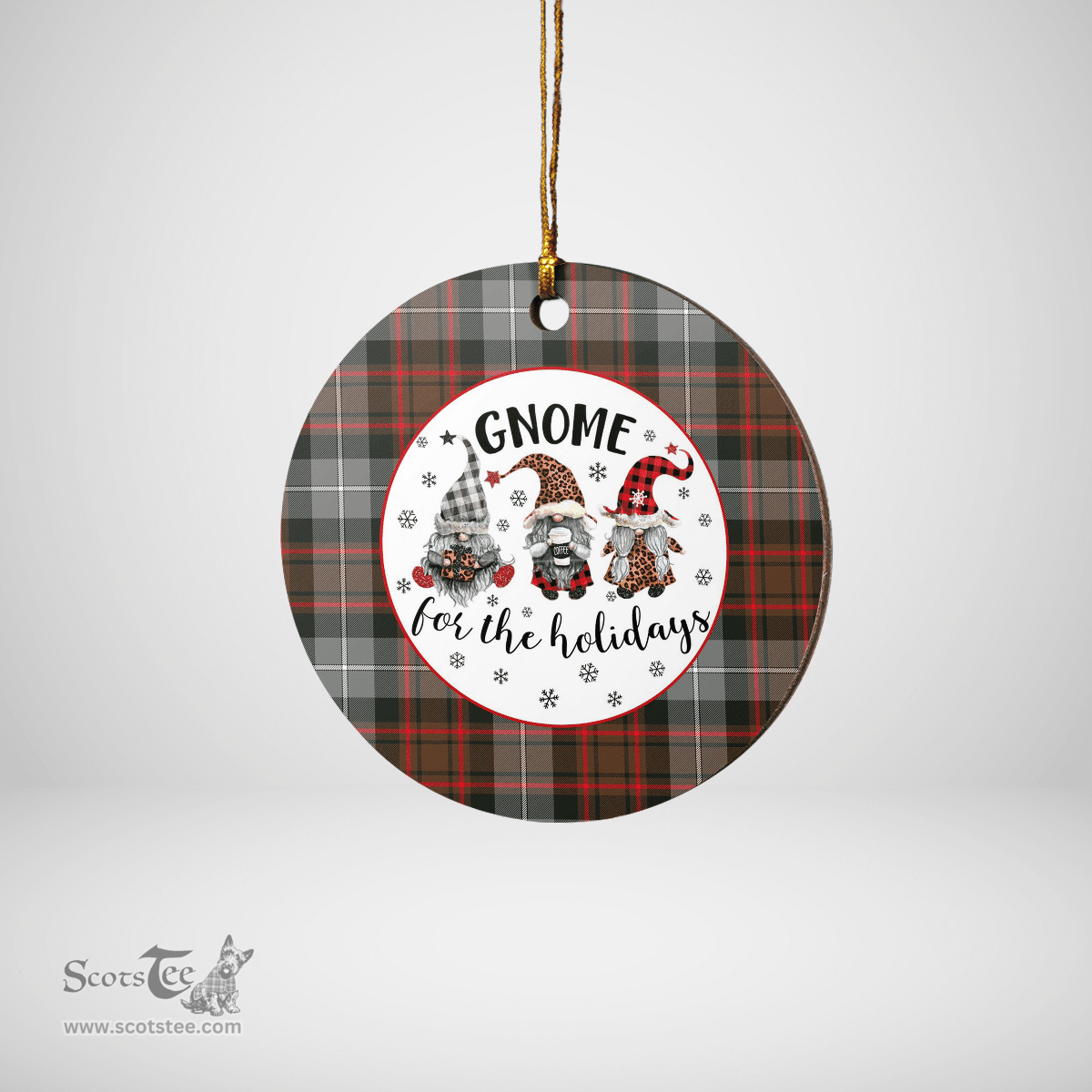 Scottish MacRae Hunting Weathered Clan Tartan Ceramic Ornament - Gnome Round Style Scottish Plaid Tartan Plaid
