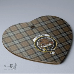 Scottish Graham of Menteith Weathered Clan Tartan Ceramic Ornament - Crest Heart Style Scottish Plaid Tartan Plaid