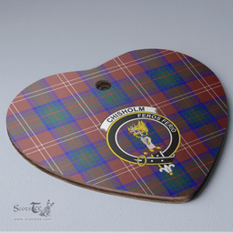 Scottish Chisholm Hunting Modern Clan Tartan Ceramic Ornament - Crest Heart Style Scottish Plaid Tartan Plaid