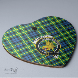 Scottish Campbell of Breadalbane Ancient Clan Tartan Ceramic Ornament - Crest Heart Style Scottish Plaid Tartan Plaid
