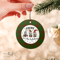 Scottish Maxwell Hunting Clan Tartan Ceramic Ornament - Gnome Round Style Scottish Plaid Tartan Plaid