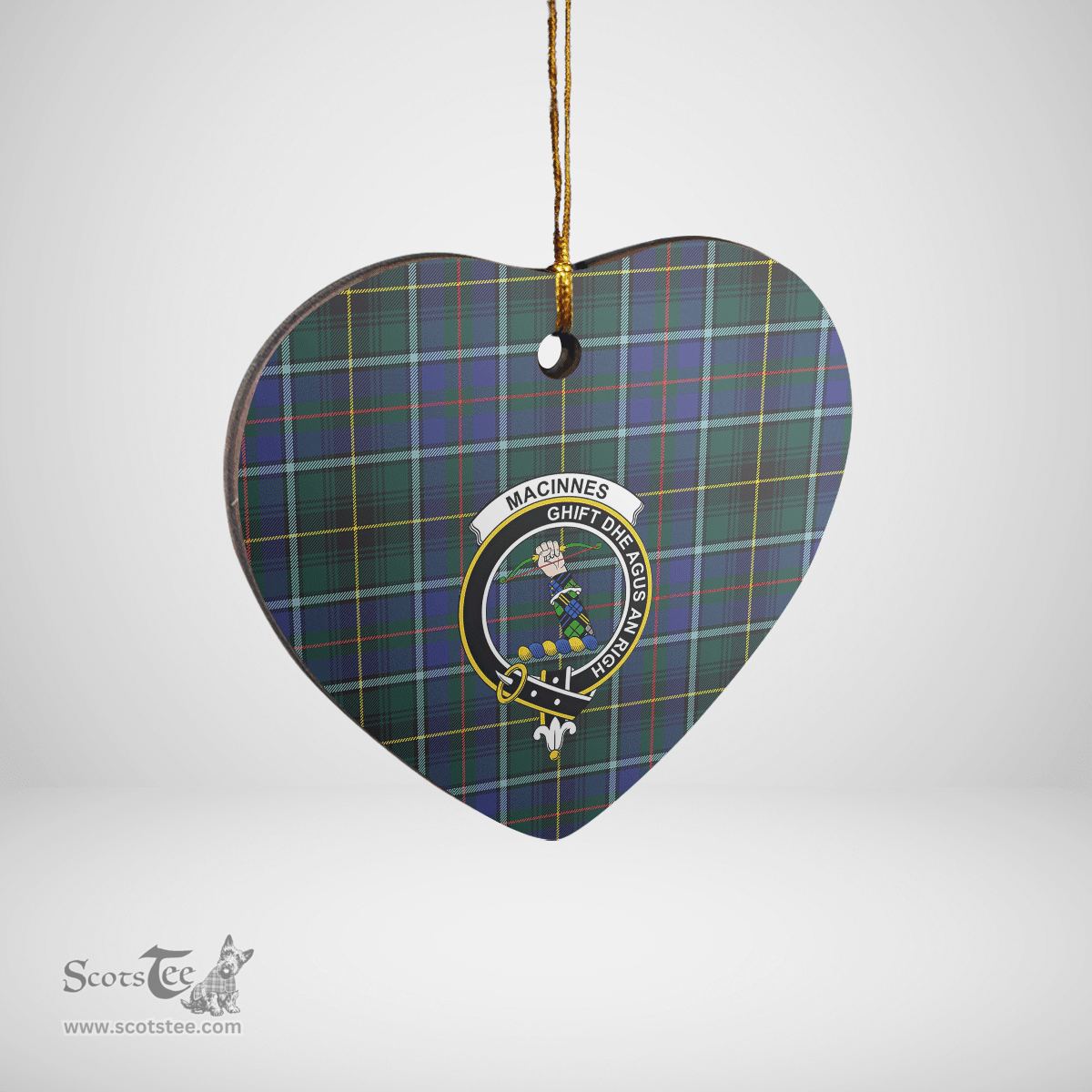 Scottish MacInnes Modern Clan Tartan Ceramic Ornament - Crest Heart Style Scottish Plaid Tartan Plaid