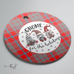 Scottish Moubray Clan Tartan Ceramic Ornament - Gnome Round Style Scottish Plaid Tartan Plaid