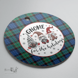 Scottish Fletcher Ancient Clan Tartan Ceramic Ornament - Gnome Round Style Scottish Plaid Tartan Plaid
