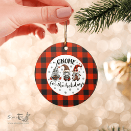 Scottish Rob Roy MacGregor Ancient Clan Tartan Ceramic Ornament - Gnome Round Style Scottish Plaid Tartan Plaid