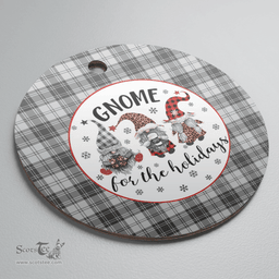 Scottish Douglas Grey Modern Clan Tartan Ceramic Ornament - Gnome Round Style Scottish Plaid Tartan Plaid