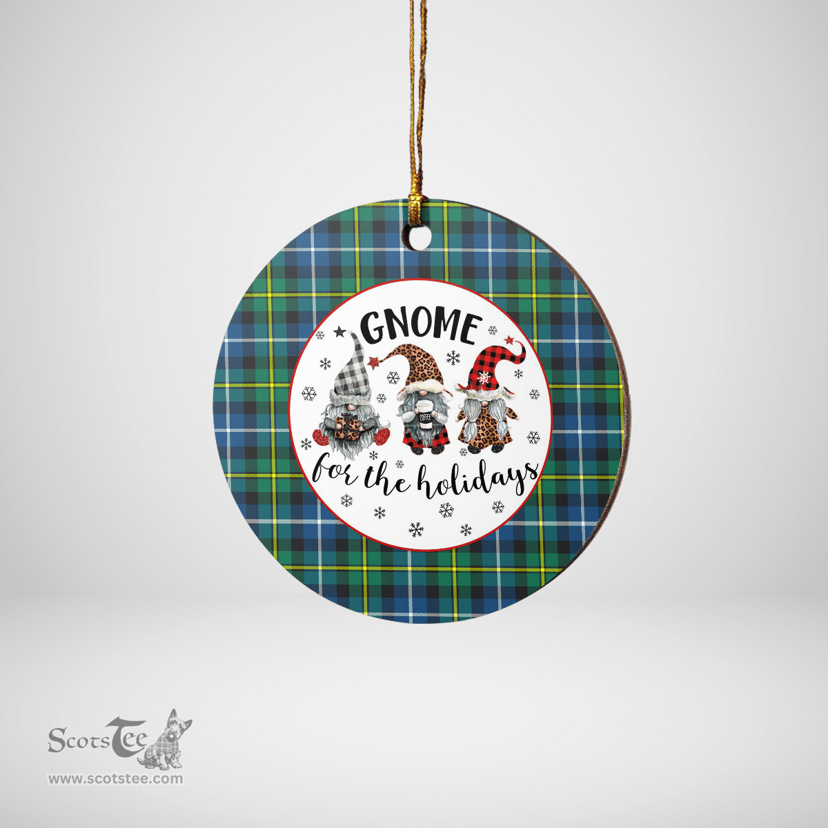 Scottish MacNeill of Barra Ancient Clan Tartan Ceramic Ornament - Gnome Round Style Scottish Plaid Tartan Plaid
