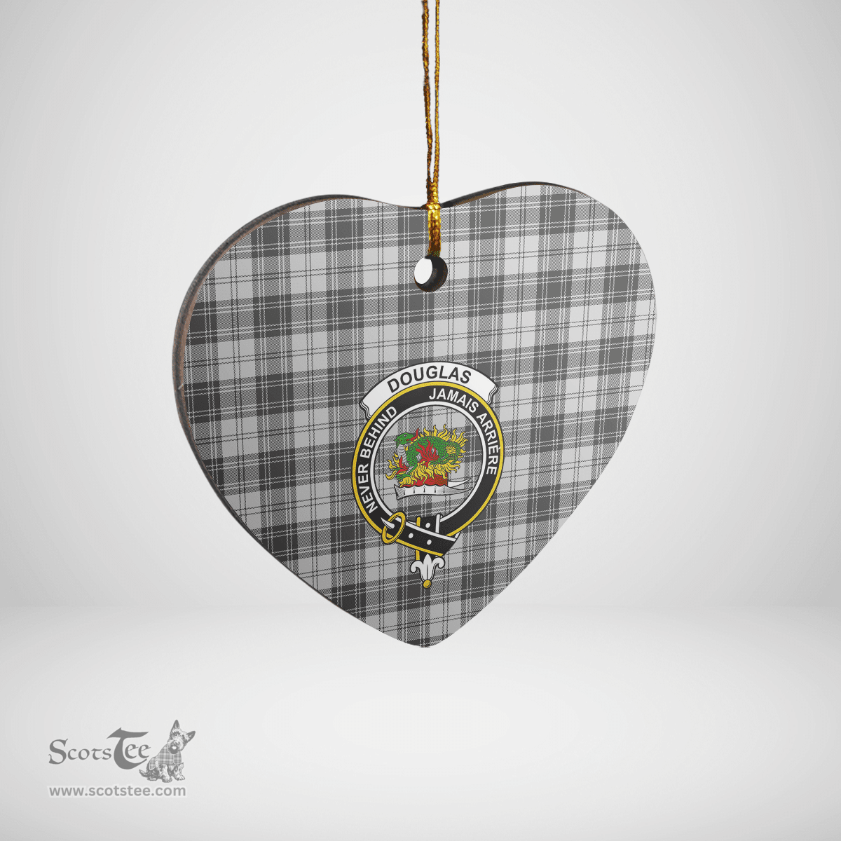 Scottish Douglas Grey Modern Clan Tartan Ceramic Ornament - Crest Heart Style Scottish Plaid Tartan Plaid