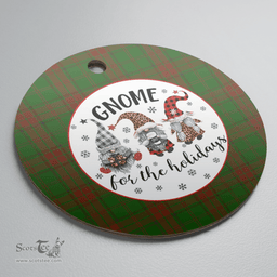 Scottish Maxwell Hunting Clan Tartan Ceramic Ornament - Gnome Round Style Scottish Plaid Tartan Plaid