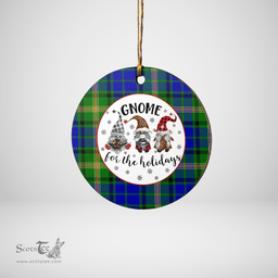 Scottish Maitland Clan Tartan Ceramic Ornament - Gnome Round Style Scottish Plaid Tartan Plaid