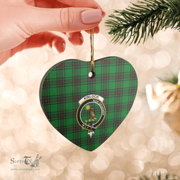 Scottish Kinloch Clan Tartan Ceramic Ornament - Crest Heart Style Scottish Plaid Tartan Plaid