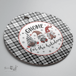 Scottish Scott Black & White Modern Clan Tartan Ceramic Ornament - Gnome Round Style Scottish Plaid Tartan Plaid