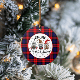 Scottish MacLachlan Modern Clan Tartan Ceramic Ornament - Gnome Round Style Scottish Plaid Tartan Plaid