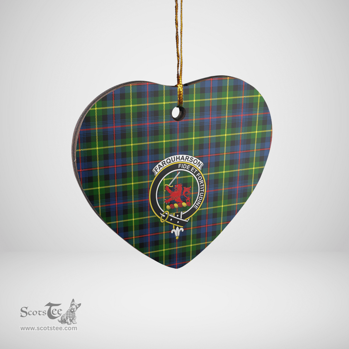 Scottish Farquharson Modern Clan Tartan Ceramic Ornament - Crest Heart Style Scottish Plaid Tartan Plaid