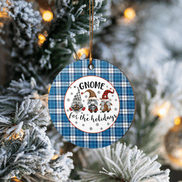 Scottish Strathclyde District Clan Tartan Ceramic Ornament - Gnome Round Style Scottish Plaid Tartan Plaid