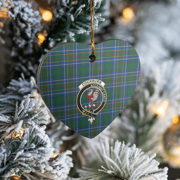 Scottish Cockburn Ancient Clan Tartan Ceramic Ornament - Crest Heart Style Scottish Plaid Tartan Plaid