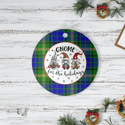Scottish Maitland Clan Tartan Ceramic Ornament - Gnome Round Style Scottish Plaid Tartan Plaid